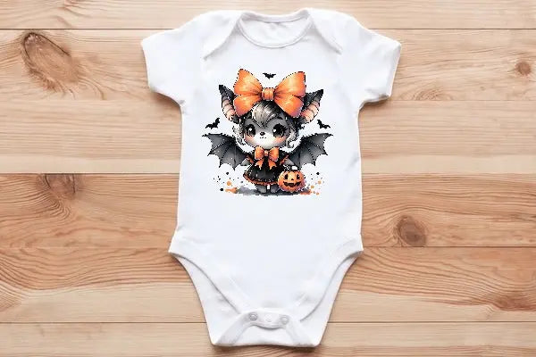 Cute girlie🎀 baby bat 🦇 baby vest🖤🦔 Claxton Creations GB