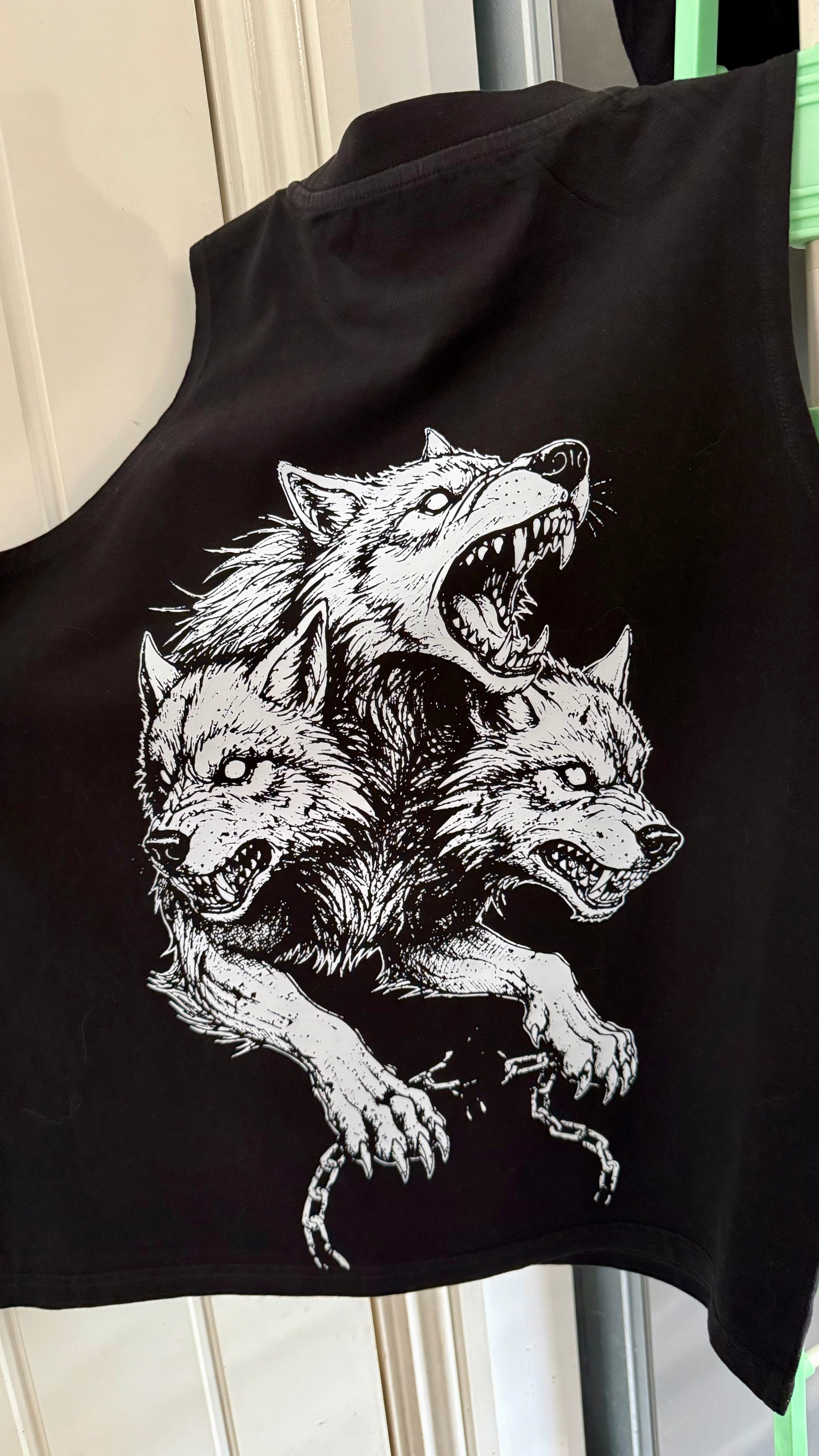 Women’s vintage Cerberus 🐾washed sleeveless vest🖤 Claxton Creations GB