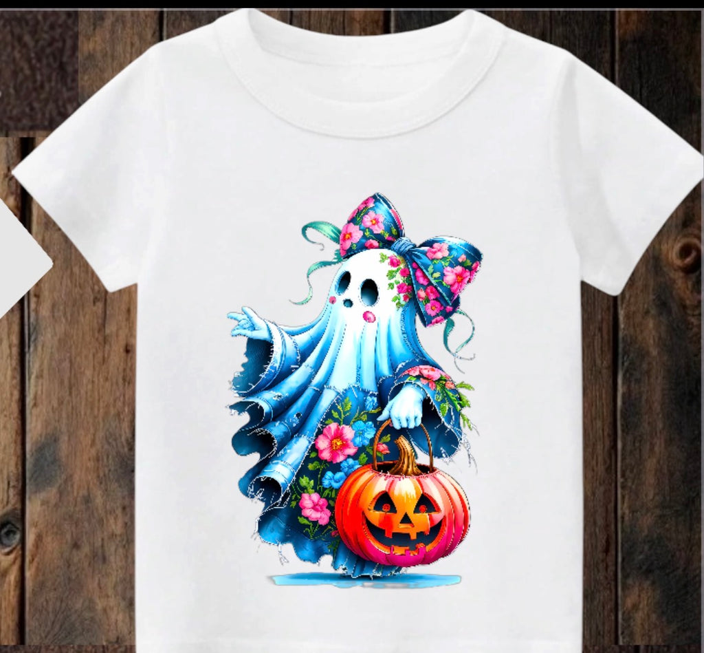 Tiny terror Tee- floral 🌸 girlie ghost 👻 patchwork #4