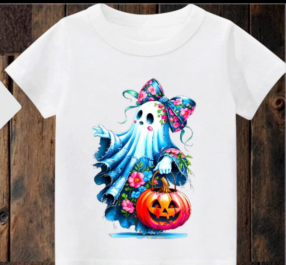 Tiny terror Tee- floral 🌸 girlie ghost 👻 patchwork #4