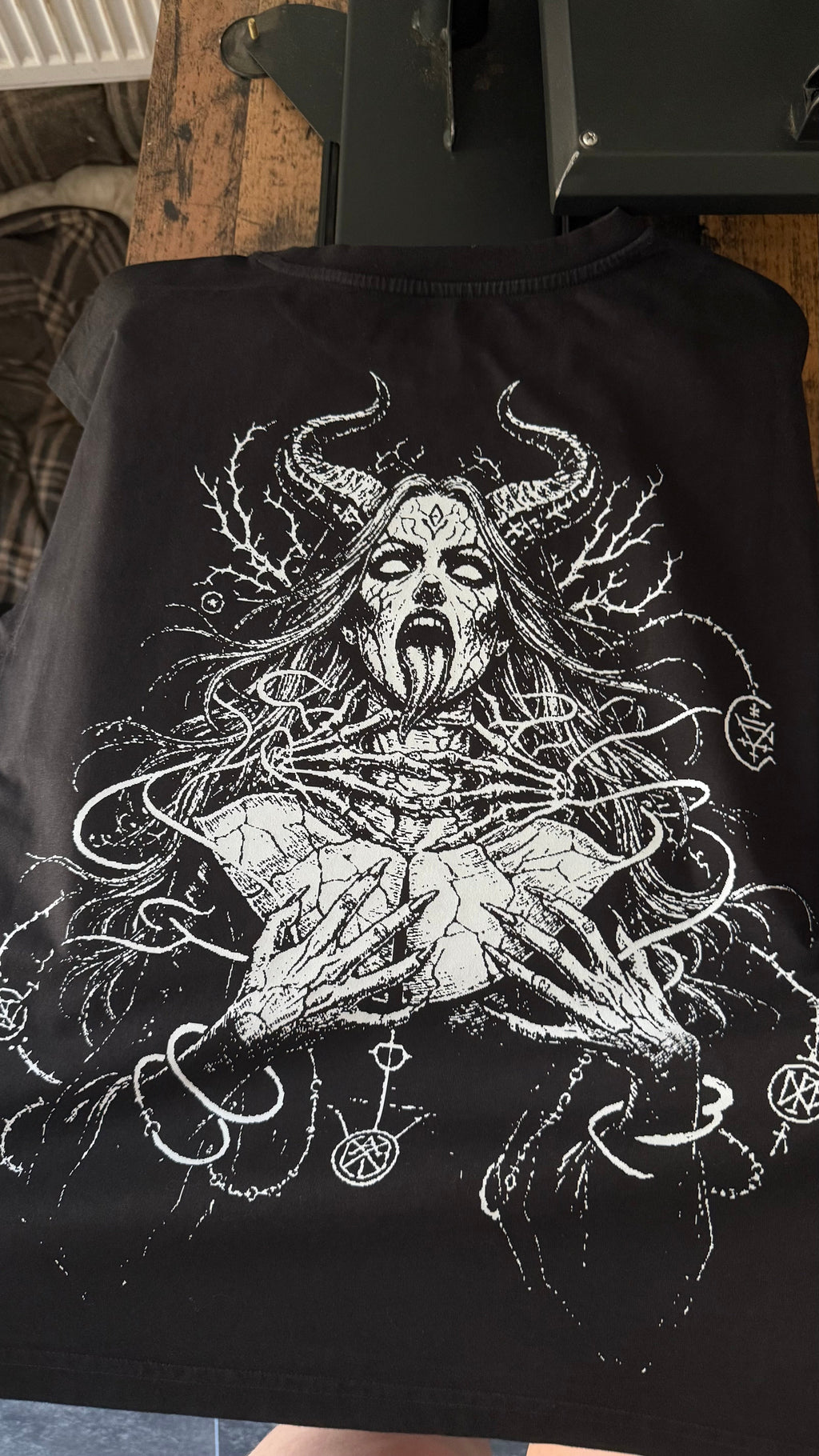 Men’s Cropped vintage Unholy Woman✝️washed sleeveless vest🖤 Claxton Creations GB