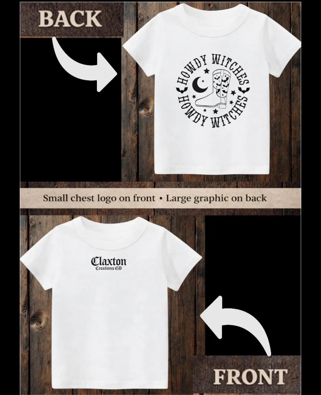 Tiny terrors- Howdy 🤠 Witches- white Tee Claxton Creations GB
