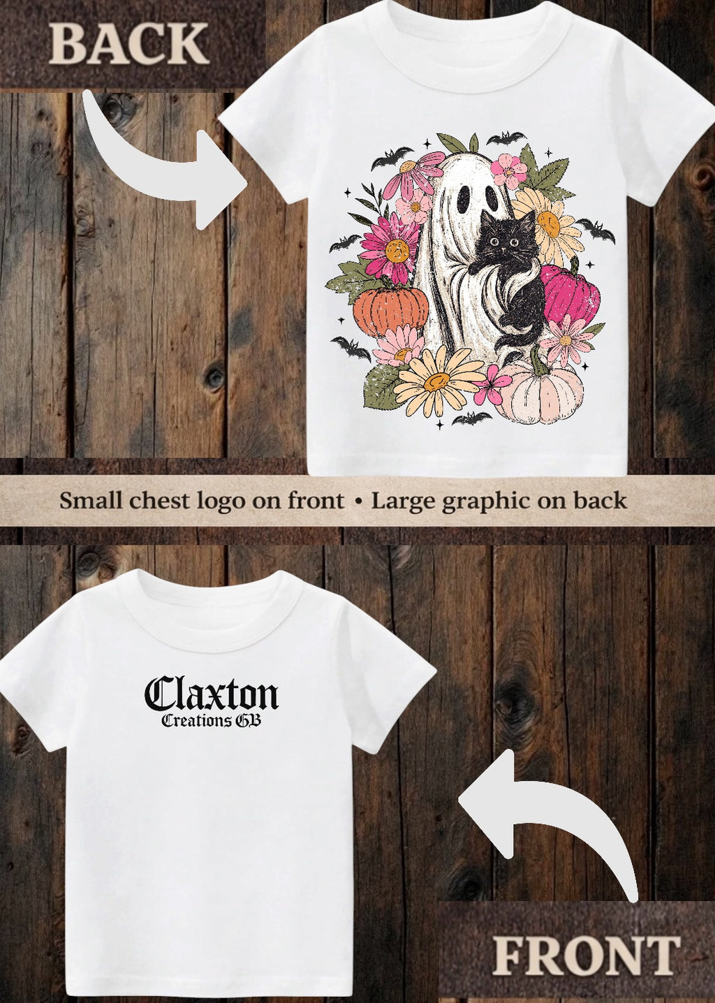 Tiny terror Tee- Floral 💐Ghosts 👻 love cats too🐱