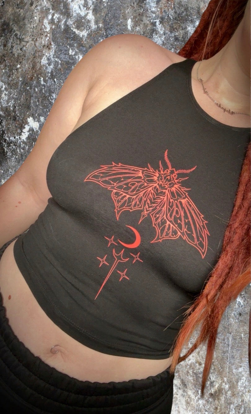 The Blood Red Moth- racer cropped Tee