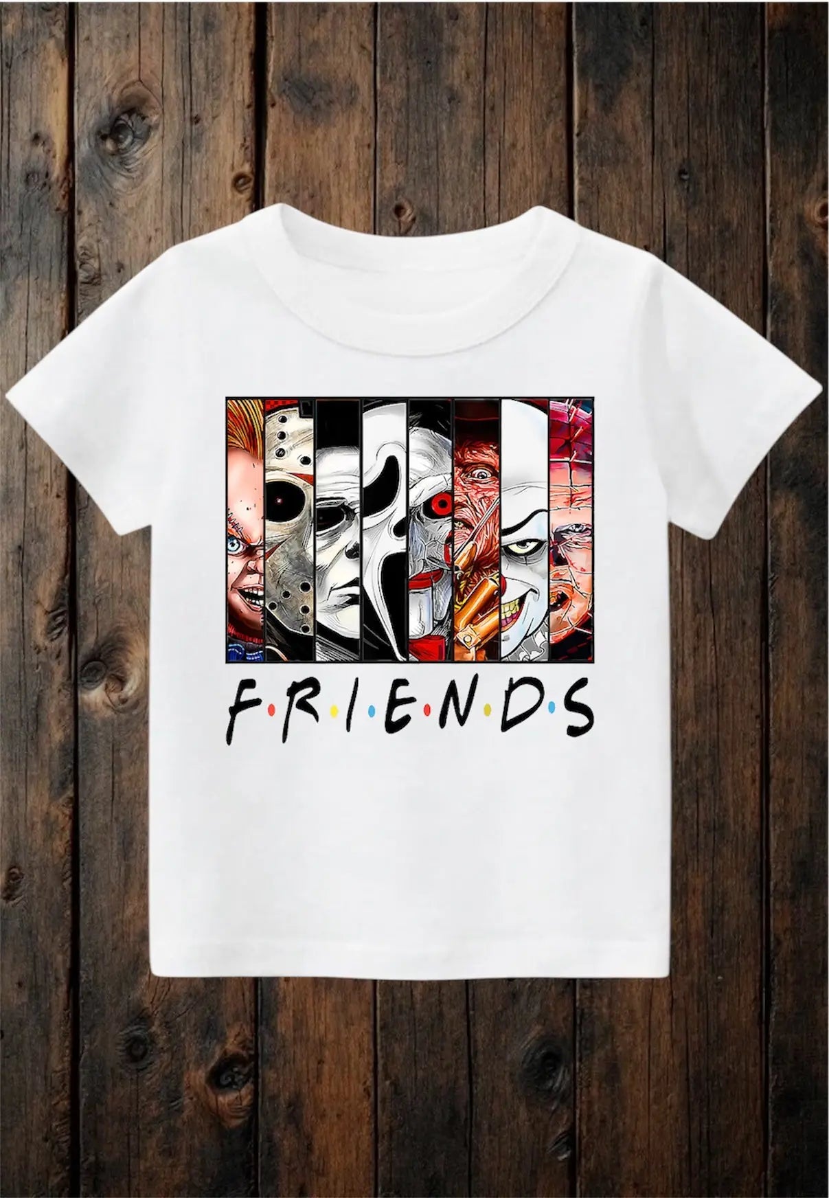 ClaxtoncreationsGB- Horror Friends -white Tee Claxton Creations GB