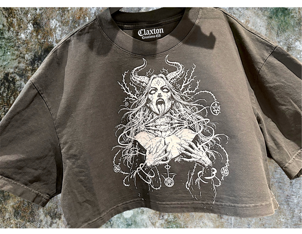 Unholy scream Heavyweight washed Cropped tee🖤