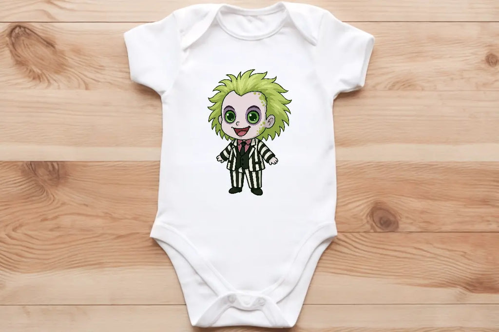 Chibi Beetlejuice baby vest🖤🦔 Claxton Creations GB
