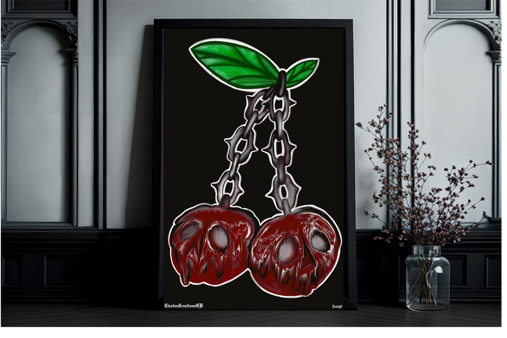 🍒⛓️ The Chained Cherries 🖼️- Poster print CCGB (UNFRAMED) Claxton Creations GB
