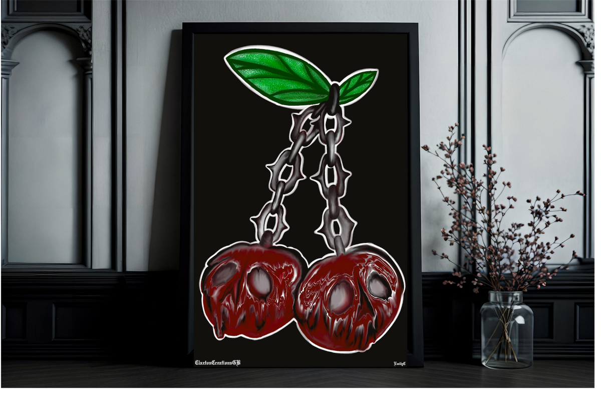 🍒⛓️ The Chained Cherries 🖼️- Poster print CCGB (UNFRAMED) Claxton Creations GB