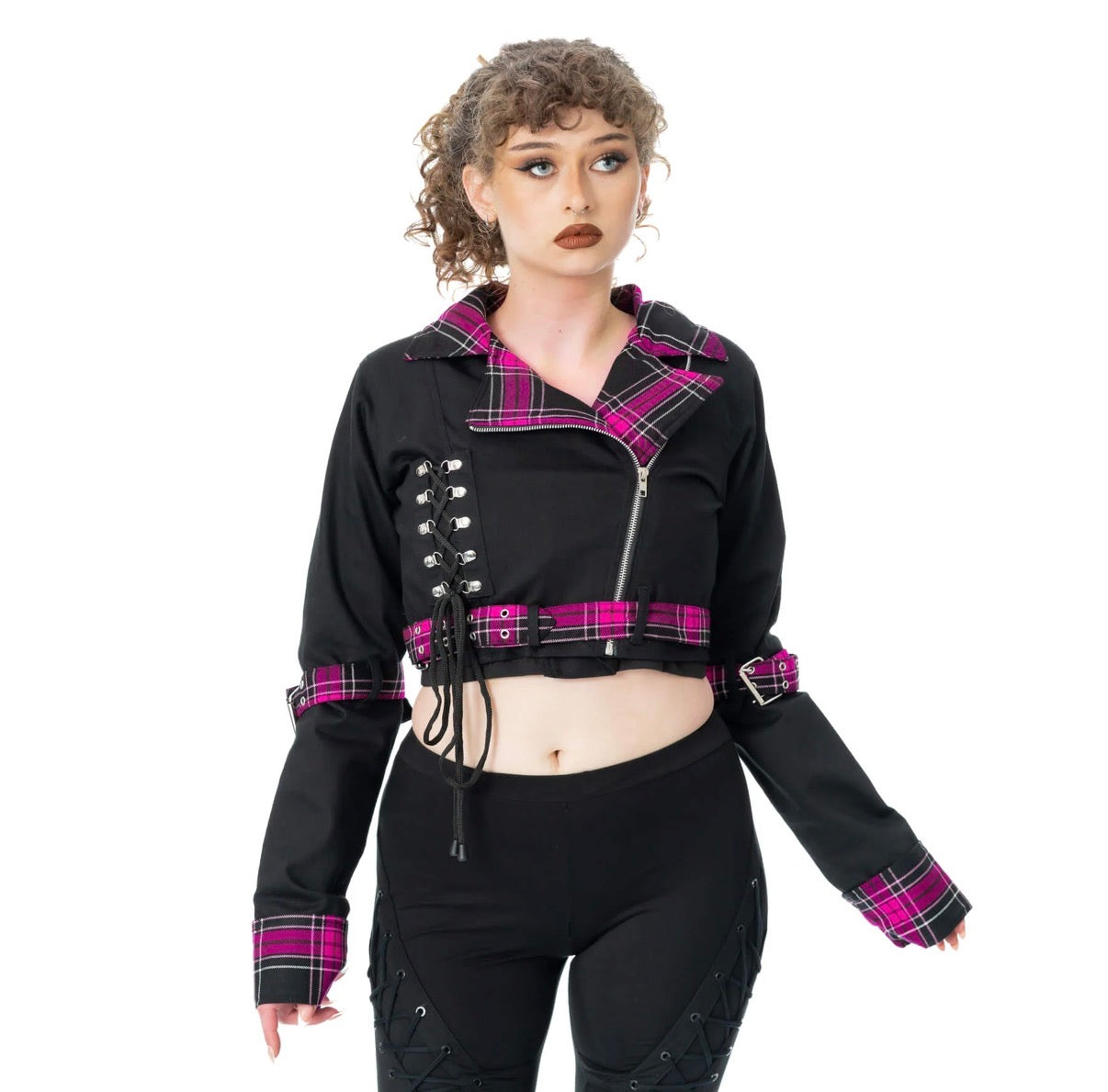 Heartless HEXBOURNE JACKET - BLACK/DARK PINK CHECK