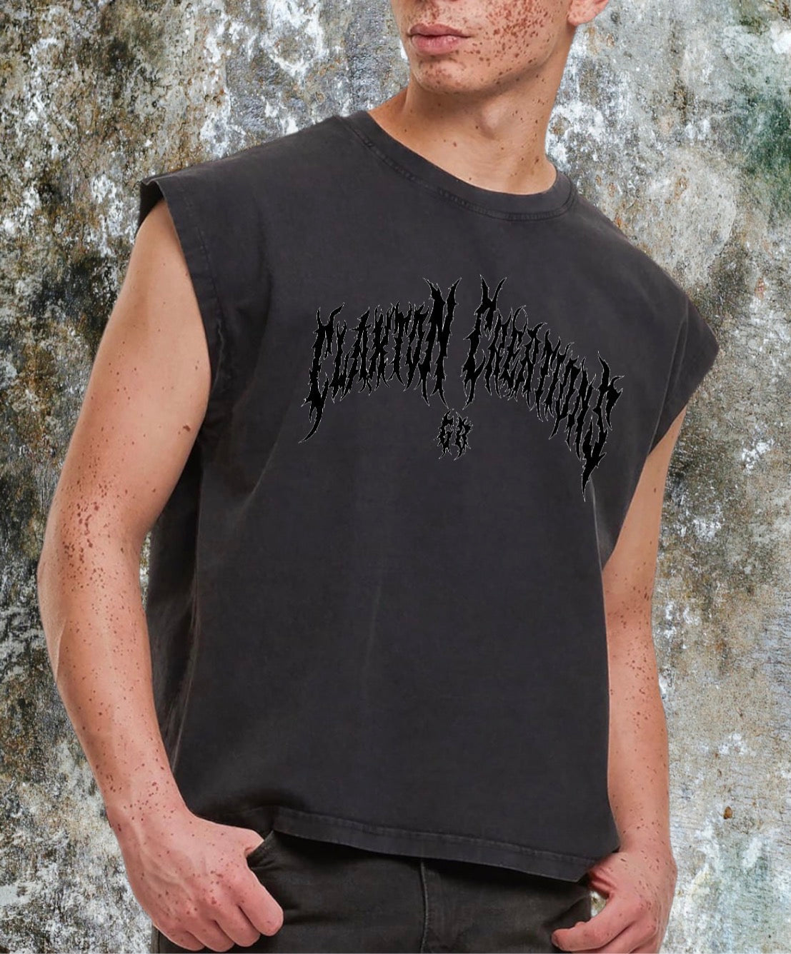 Men’s Cropped vintage Cerberus 🐾washed sleeveless vest🖤 Claxton Creations GB