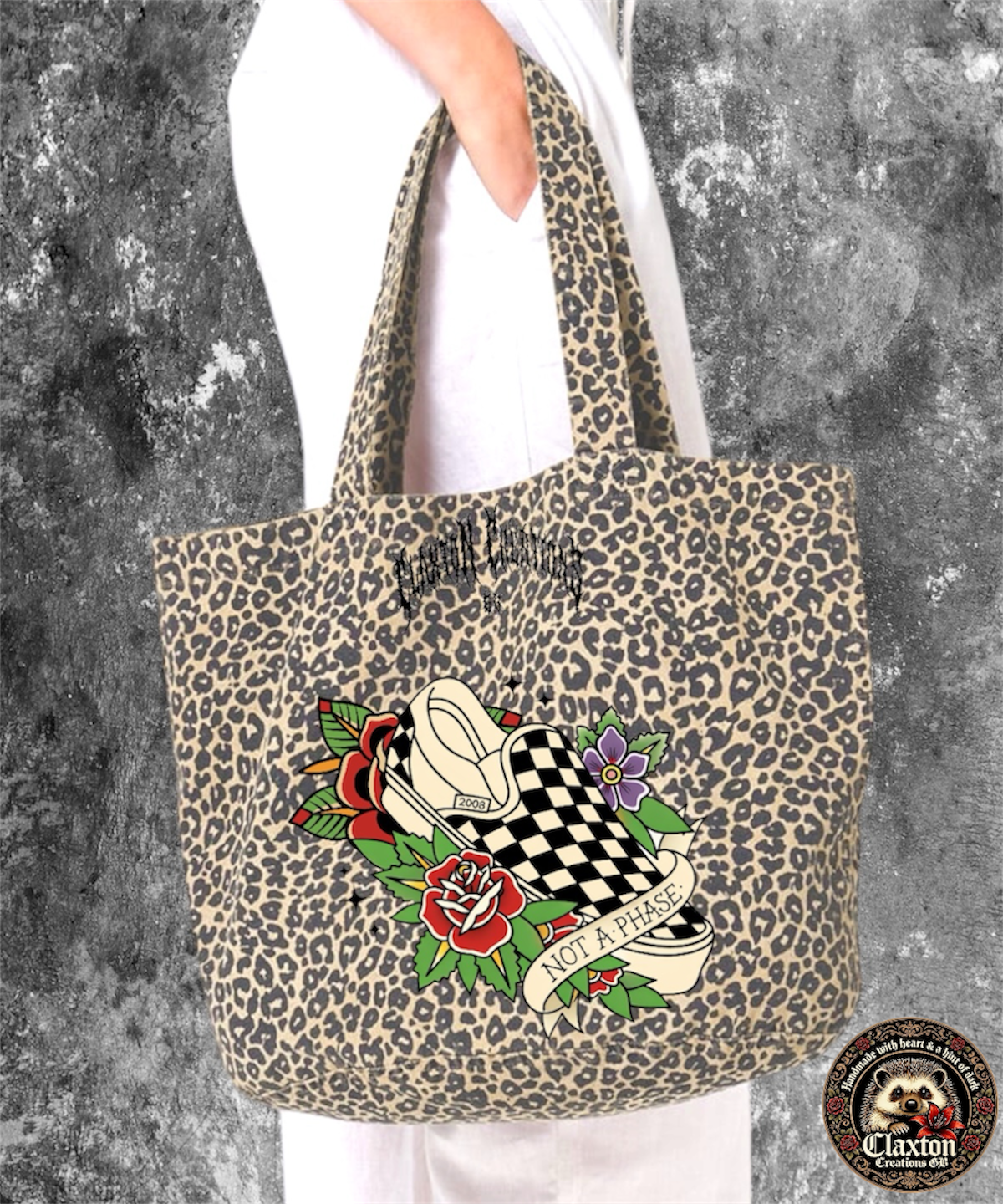 Not A phase Leopard print tote bag- Claxton Creations GB Claxton Creations GB