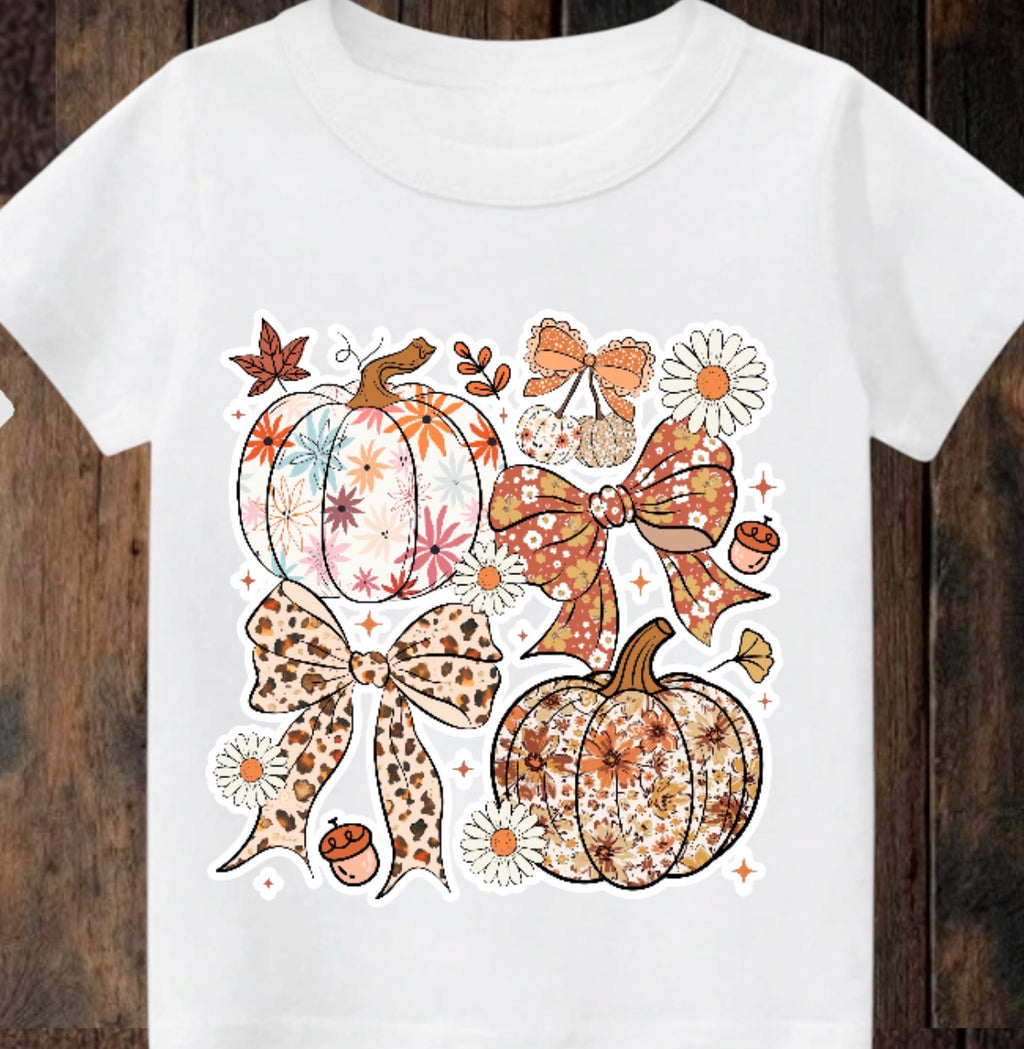 Tiny terror Tee- pretty girl 🎀 pumpkins 🎃
