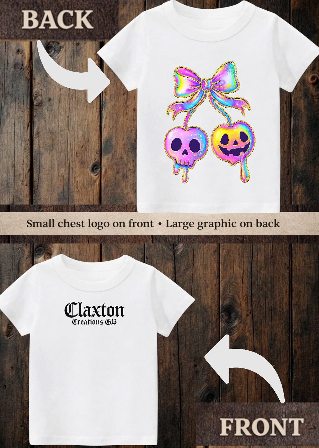Tiny terror Tee- Halloween 💀 🎃 cherry 🍒 oil-spill