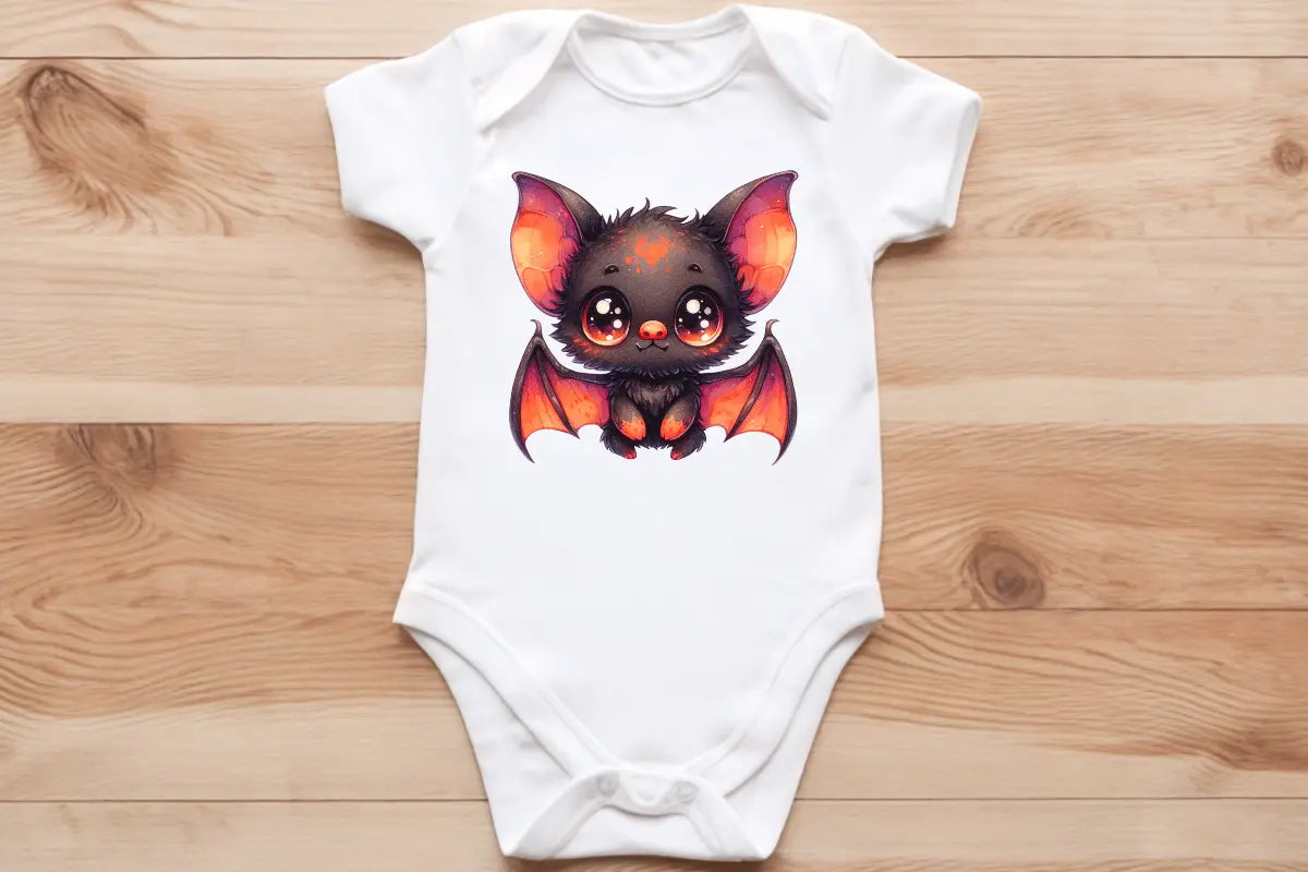 Orange & black bat pup🦇 baby vest🖤🦔 Claxton Creations GB