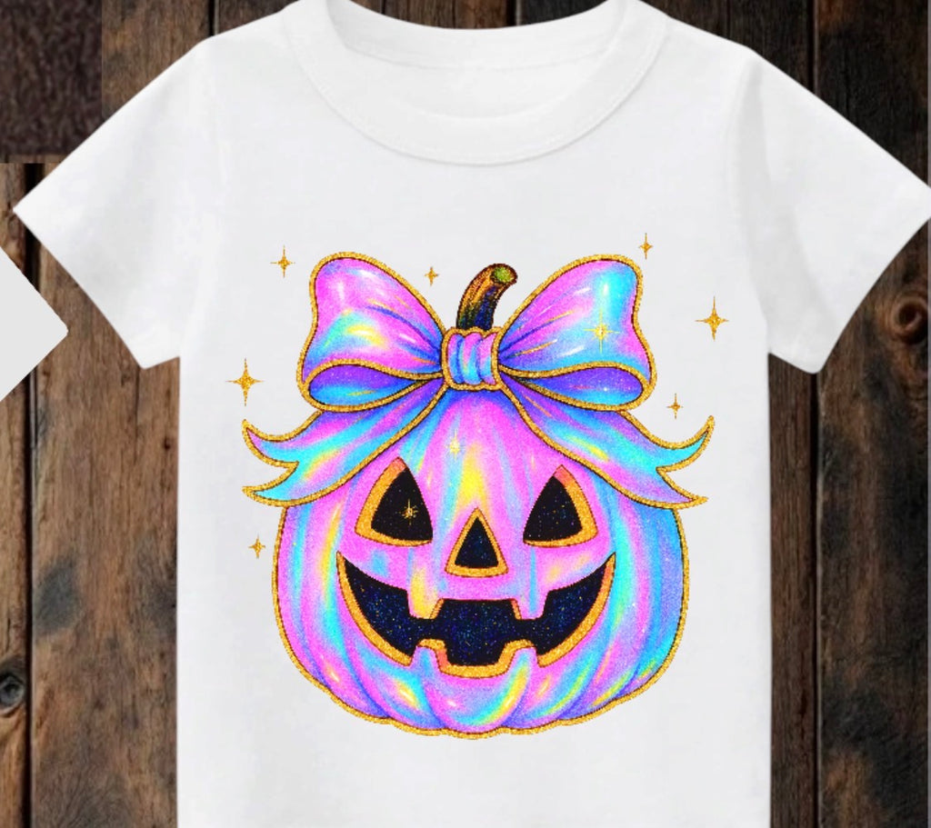 Tiny terror Tee- Pretty 🎀 pumpkin 🎃 oil-spill