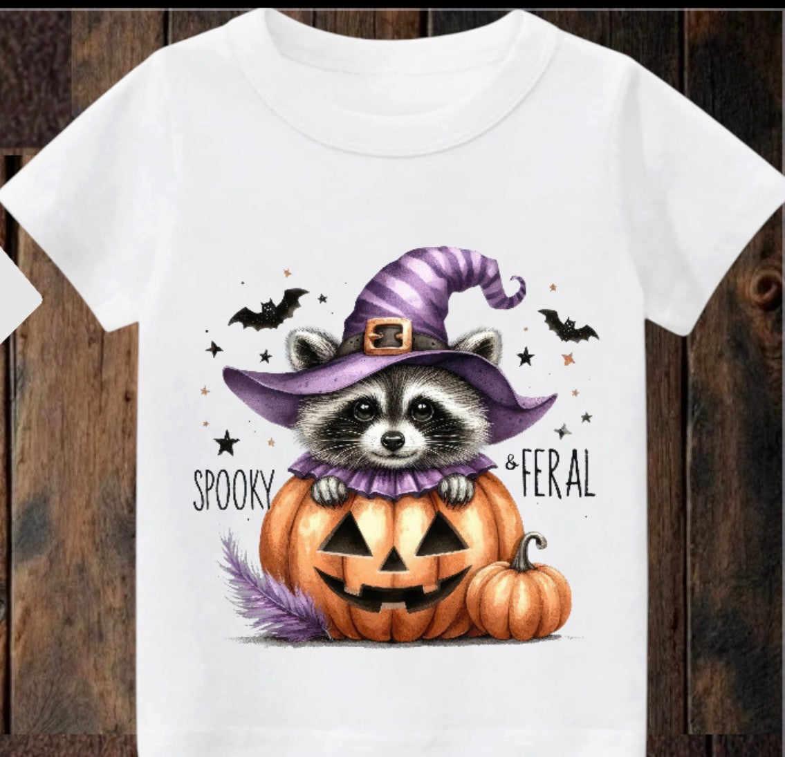 Tiny terror Tee- spooky & Feral 🎃 raccoon
