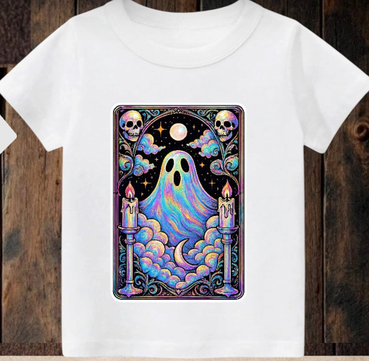 Tiny terror Tee- ghost 👻 oil-spill tarot card