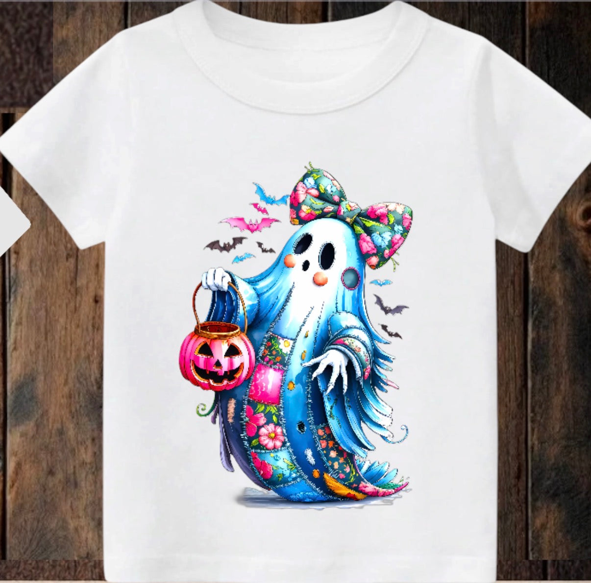 Tiny terror Tee- pretty in pink 🎀 ghost 👻 patchwork #2