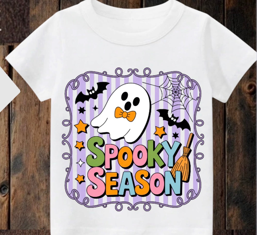 Tiny terror Tee- purple 🎀 striped 👻 spooky postcard #2