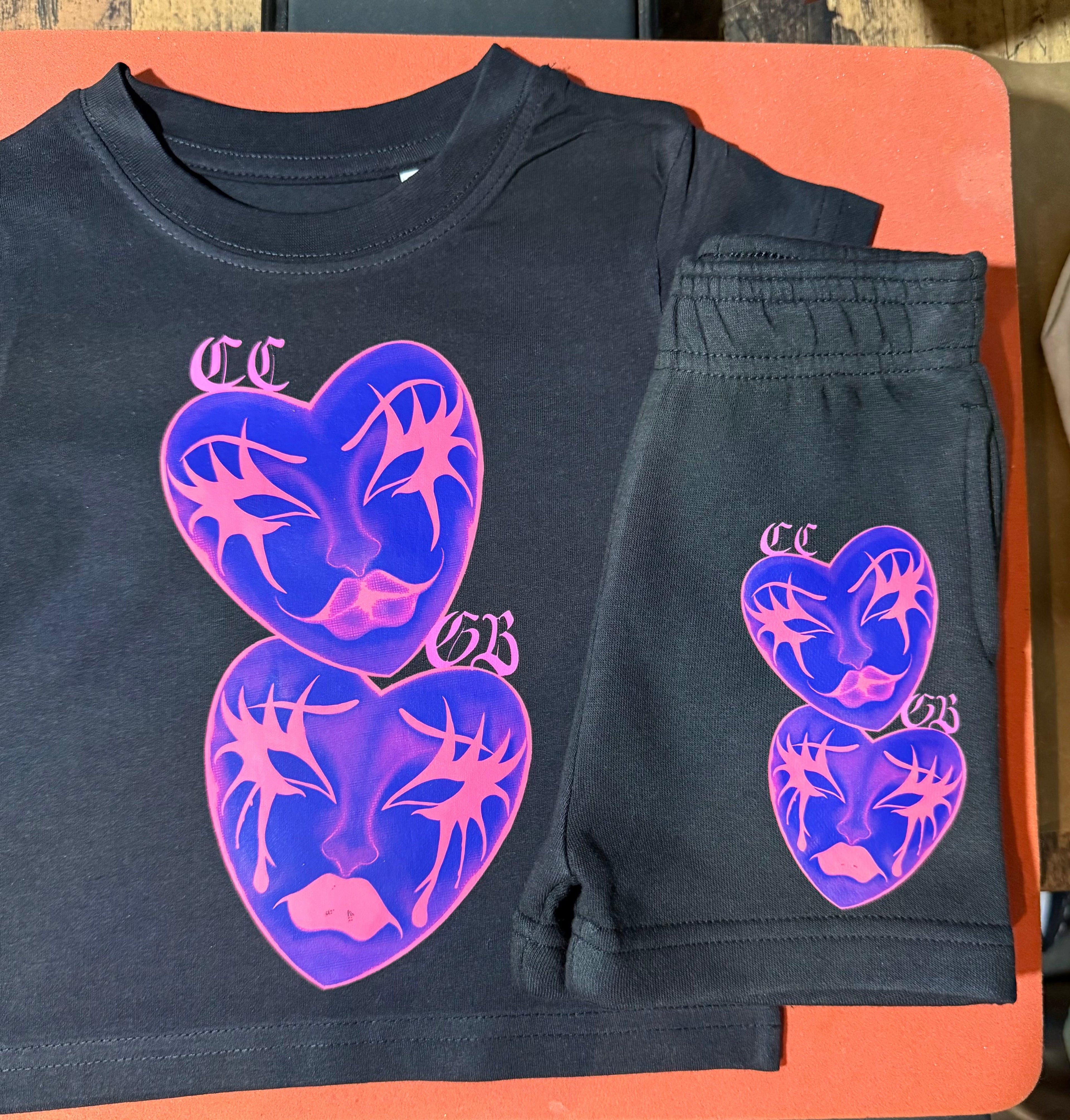 Twisted Mini Hearts 💖kids CCGB black Co-ord T-shirt & shorts set🖤 (Copy) Claxton Creations GB