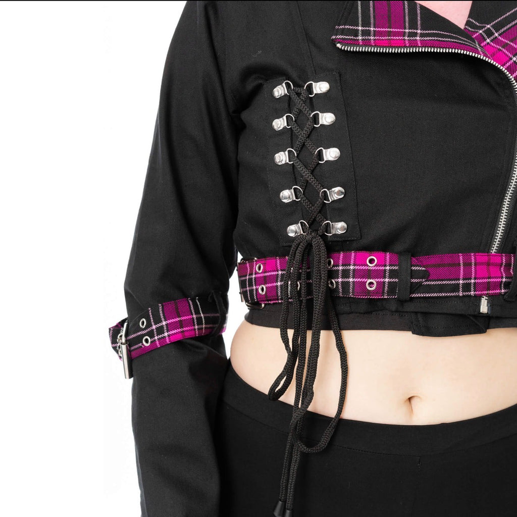 Heartless HEXBOURNE JACKET - BLACK/DARK PINK CHECK