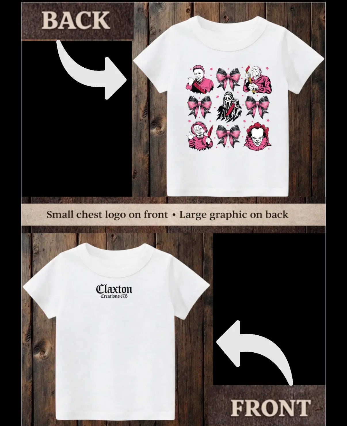 ClaxtoncreationsGB- Killers in pink-white Tee Claxton Creations GB