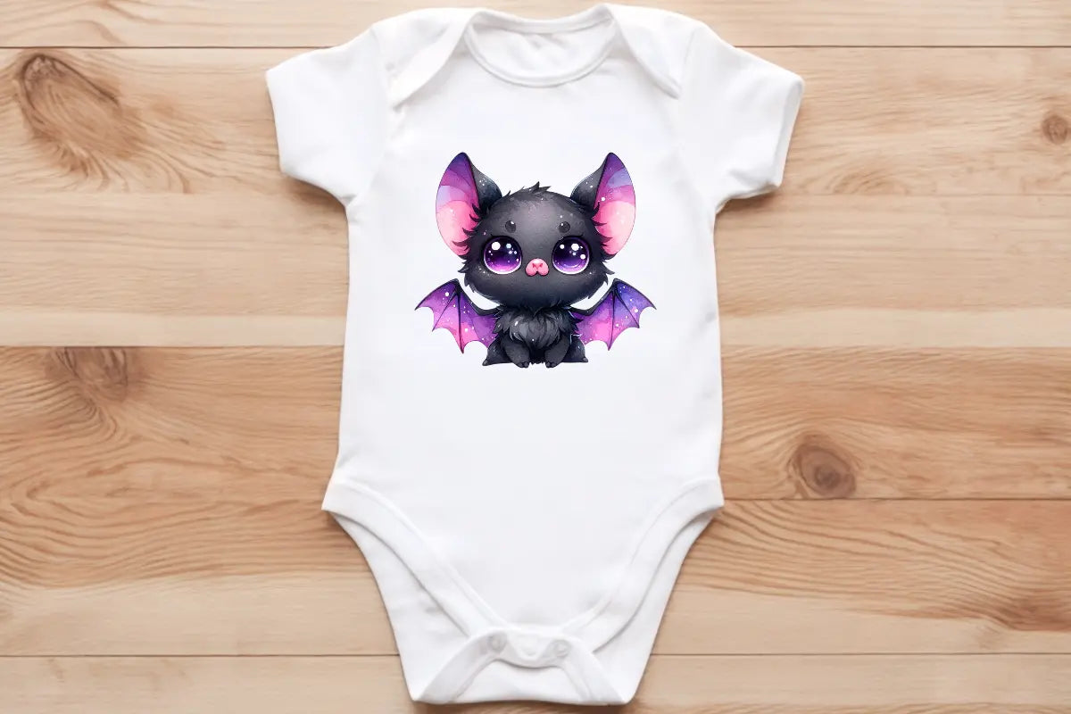 Purple & black bat pup🦇 baby vest🖤🦔 Claxton Creations GB