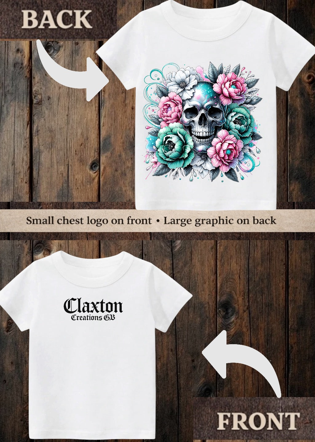 Tiny terror Tee- pretty flower 🌷 skull 💀