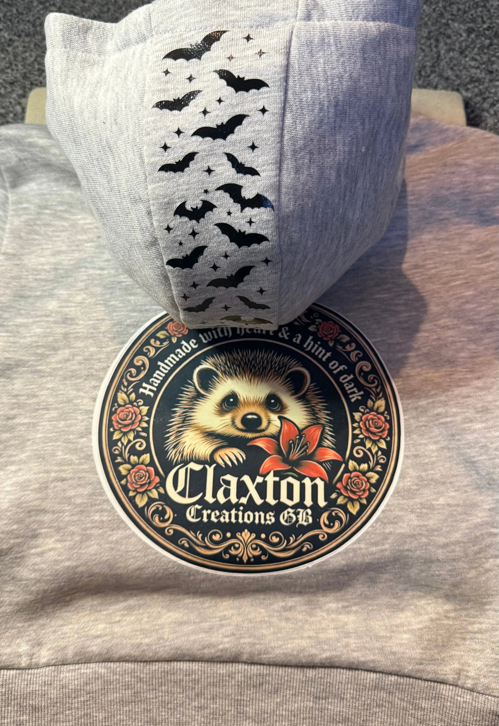 ClaxtoncreationsGB-kids gothic grey hoodie Claxton Creations GB