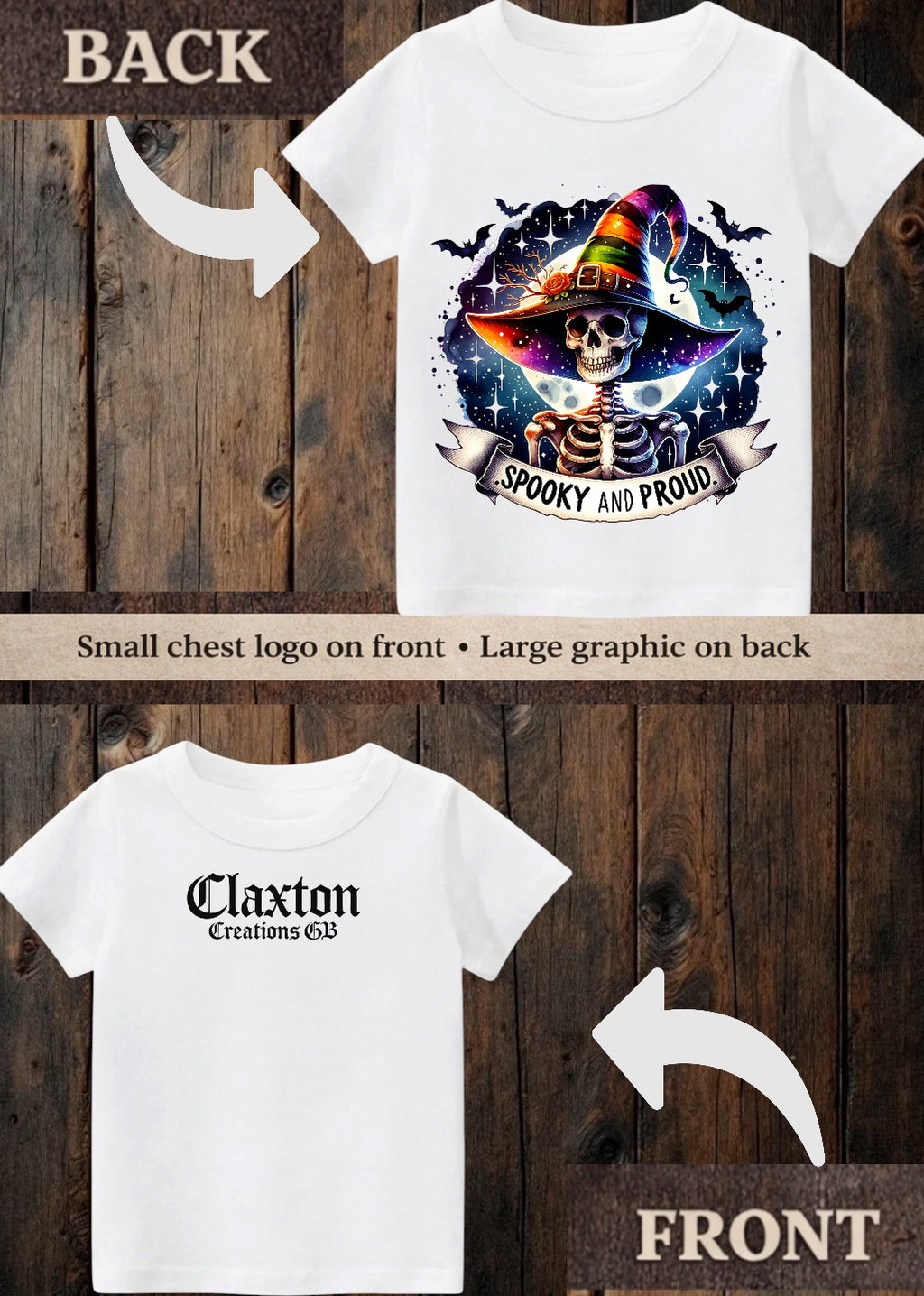Tiny terror Tee- skeletal witch spooky and proud