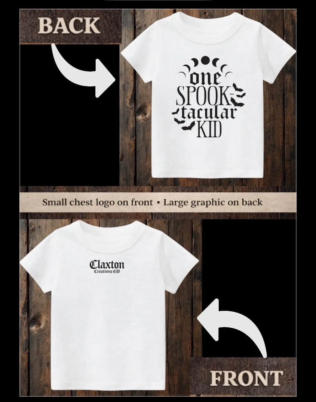 Tiny terrors- One spook-tacular kid- white Tee Claxton Creations GB