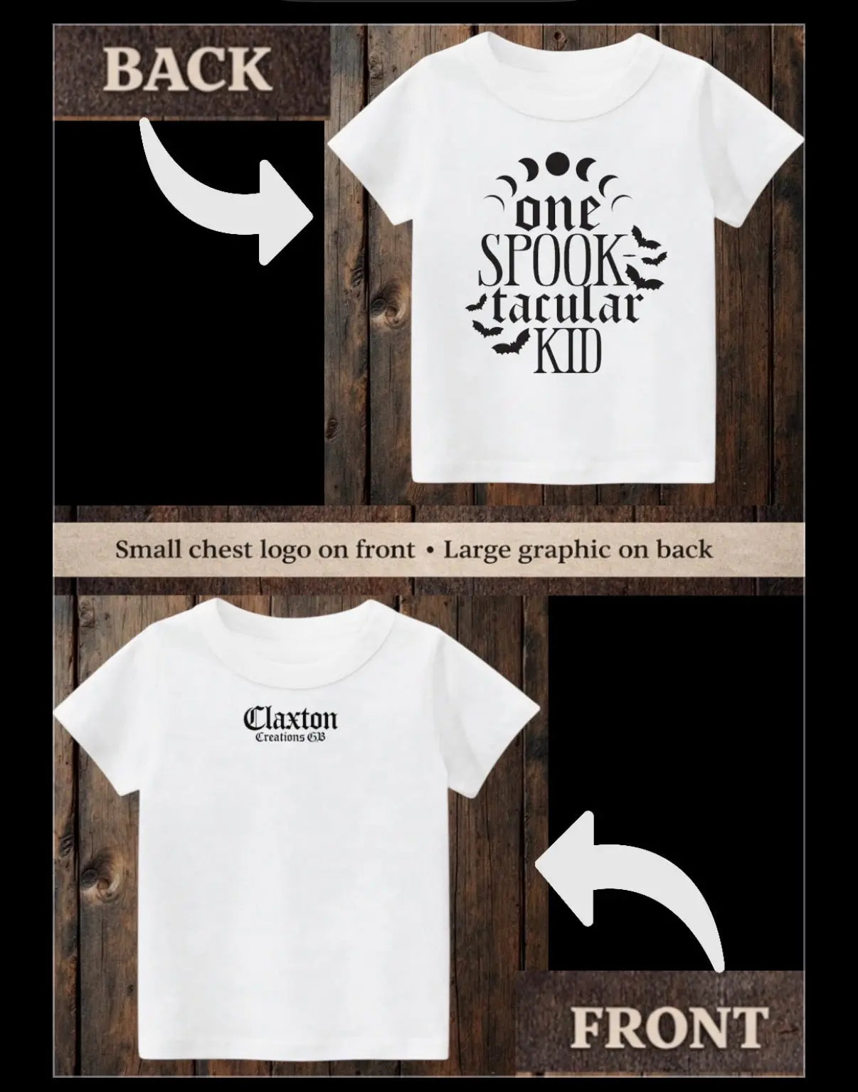 Tiny terrors- One spook-tacular kid- white Tee Claxton Creations GB