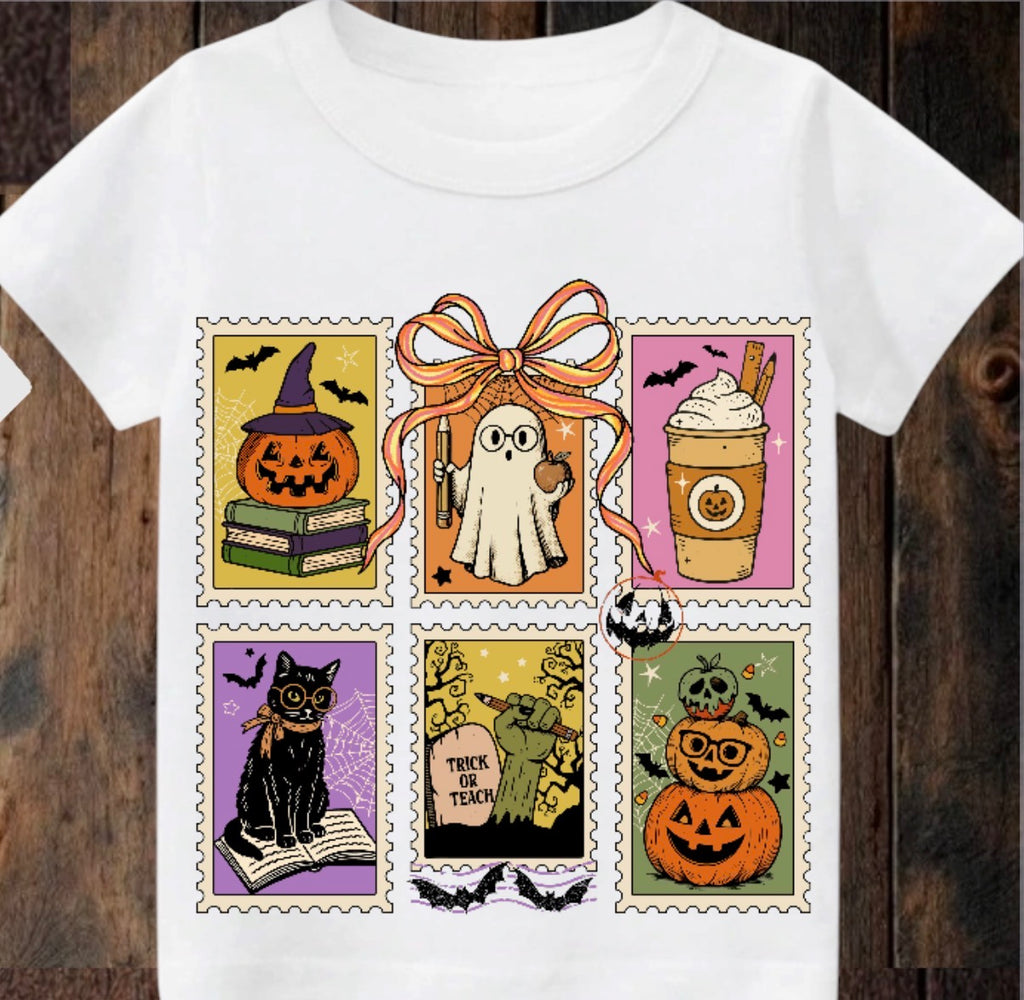 Tiny terror Tee- colourful Halloween 🎃 postcards