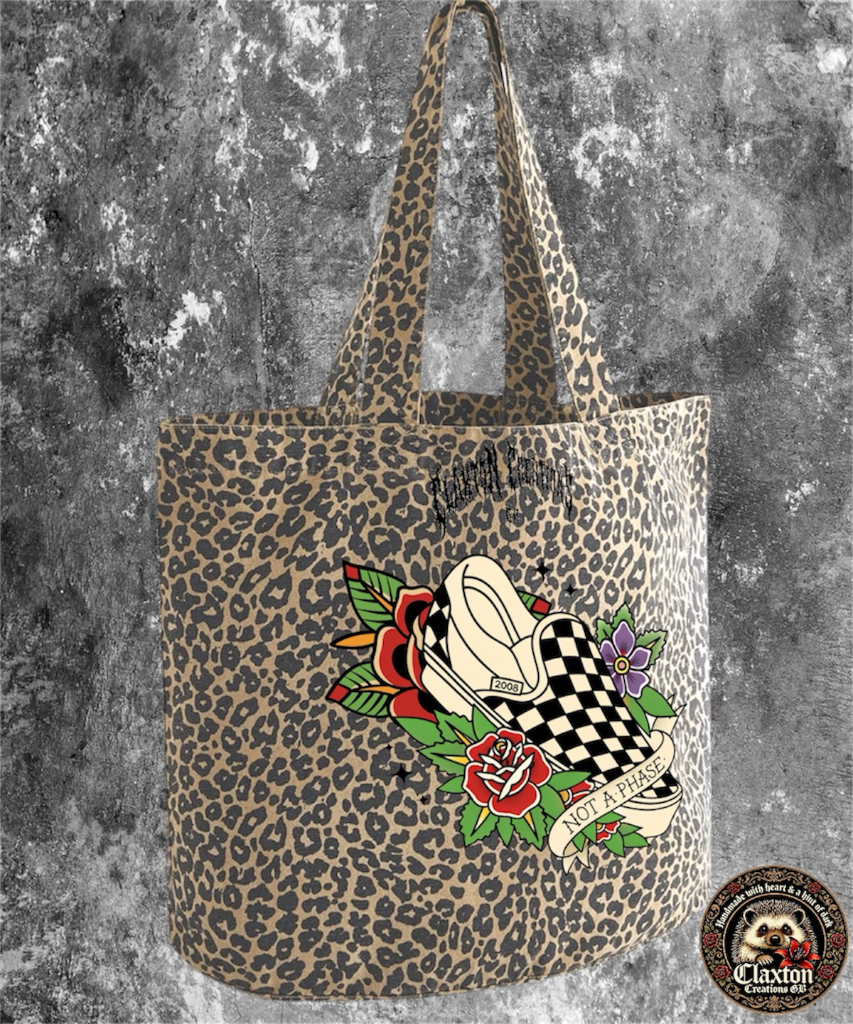 Not A phase Leopard print tote bag- Claxton Creations GB Claxton Creations GB