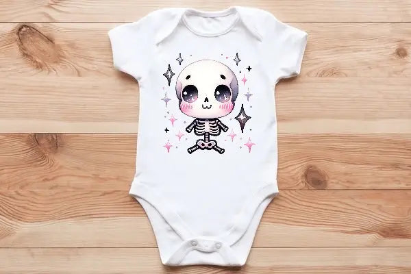 Adorable skeleton 💀 baby vest🖤🦔 Claxton Creations GB