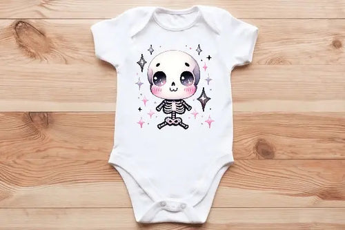 Adorable skeleton 💀 baby vest🖤🦔 Claxton Creations GB