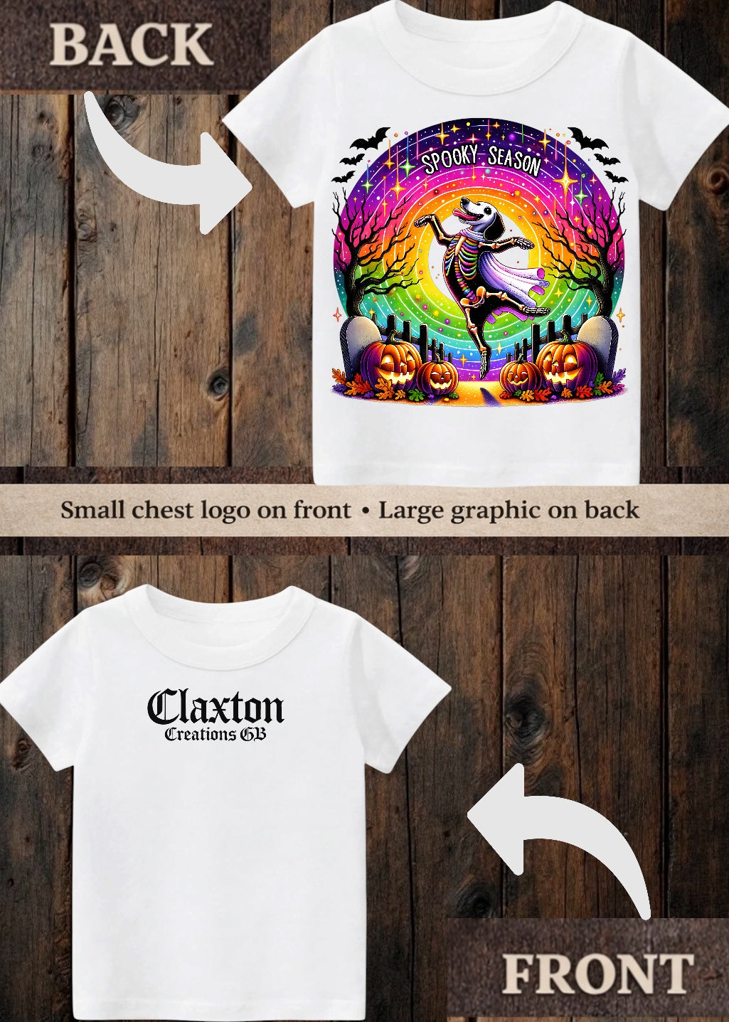Tiny terror Tee- spooky season rainbow 🌈 skeleton 💀 dog 🐶