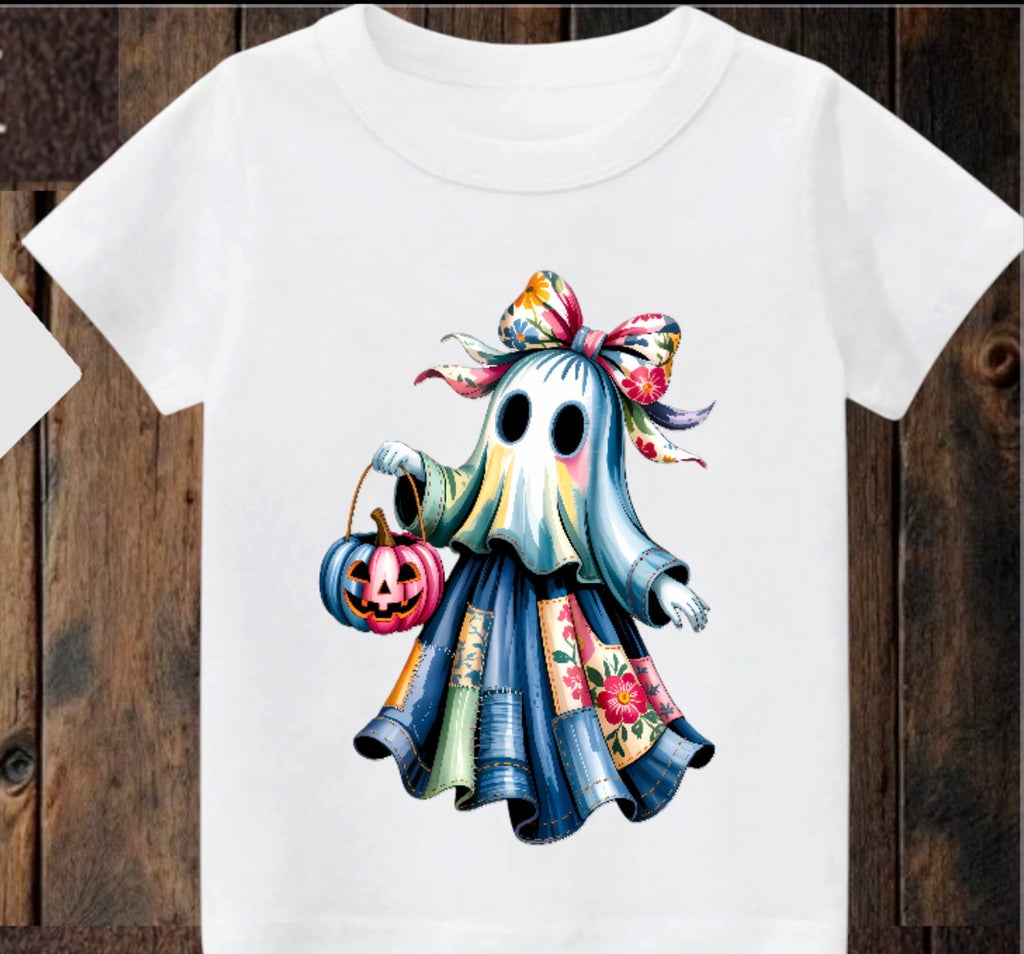 Tiny terror Tee- floral 💐 girlie ghost 👻 patchwork #3