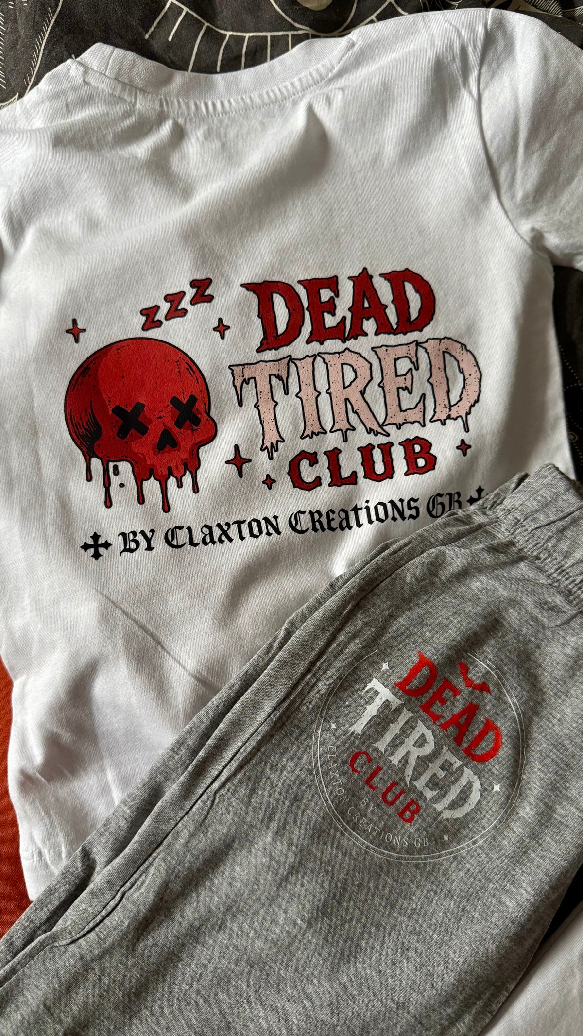 Claxton Creations 🖤 Dead Tired 💀 Heather Grey PJ Set 🩶 Claxton Creations GB