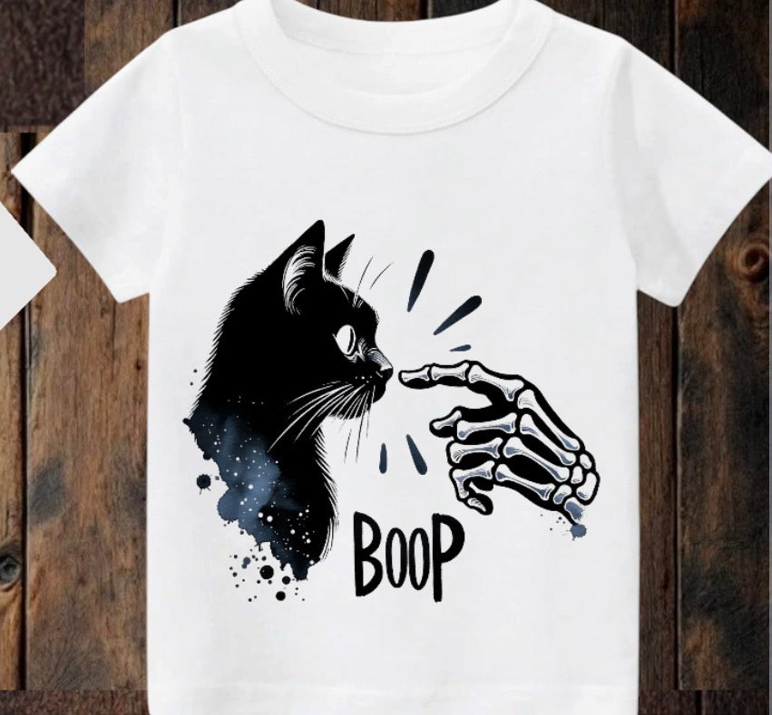 Tiny terror Tee- Boop 👈🏼skeleton 💀 & cat 🐈‍⬛