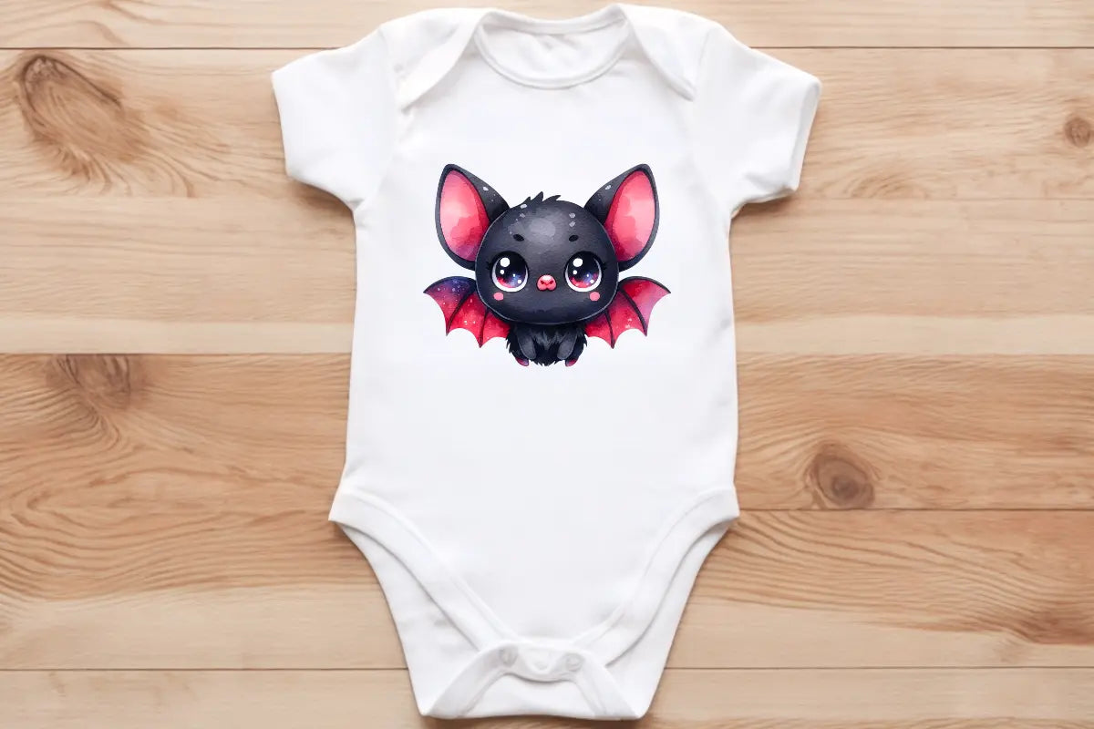 Black & Red bat pup🦇 baby vest🖤🦔 Claxton Creations GB