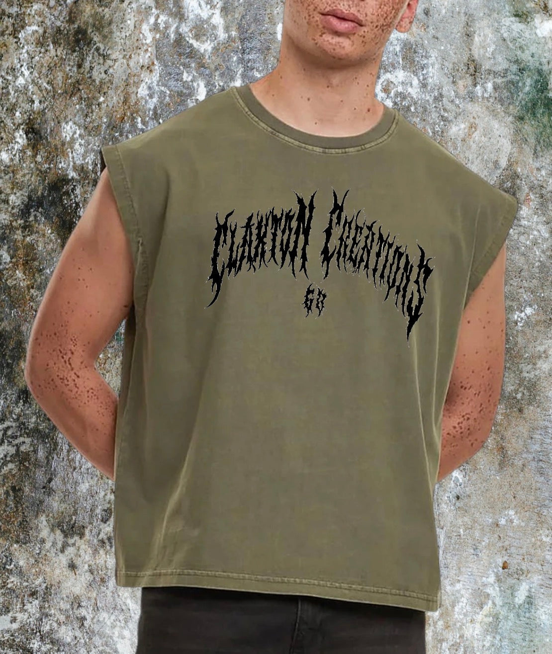Men’s Cropped vintage Cerberus 🐾washed sleeveless vest🖤 Claxton Creations GB