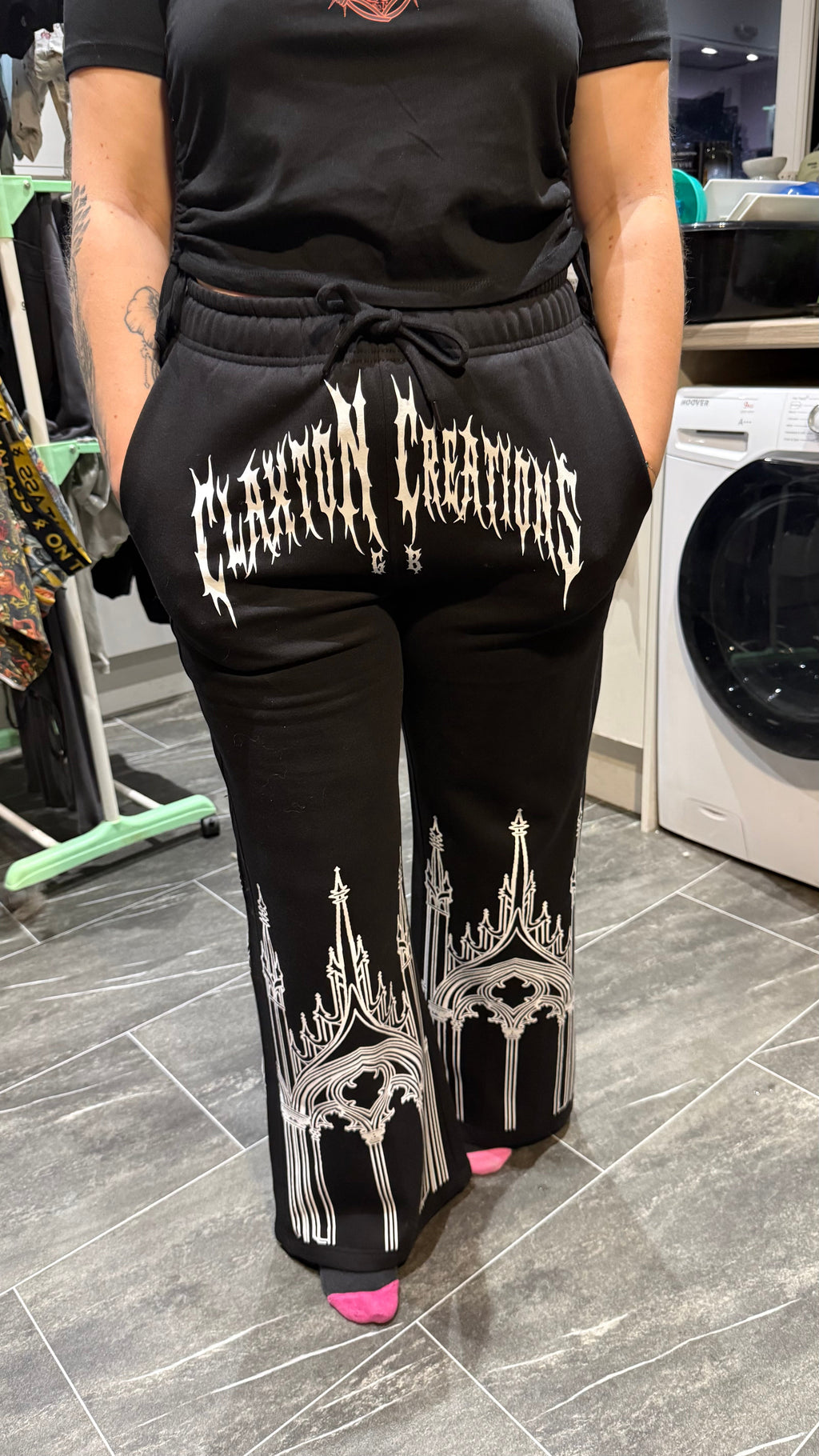 🖤 CCGB: CATHEDRAL COMFIES ⛪️WIDE LEG JOGGERS 🖤 Claxton Creations GB