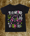 Too weird🐰to fit in kids black T-shirt🖤 Claxton Creations GB
