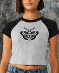 👻 SCREAMOTH — Women’s Micro-Rib Raglan Baby T-Shirt 🦋- Athletic Heather & Black Claxton Creations GB