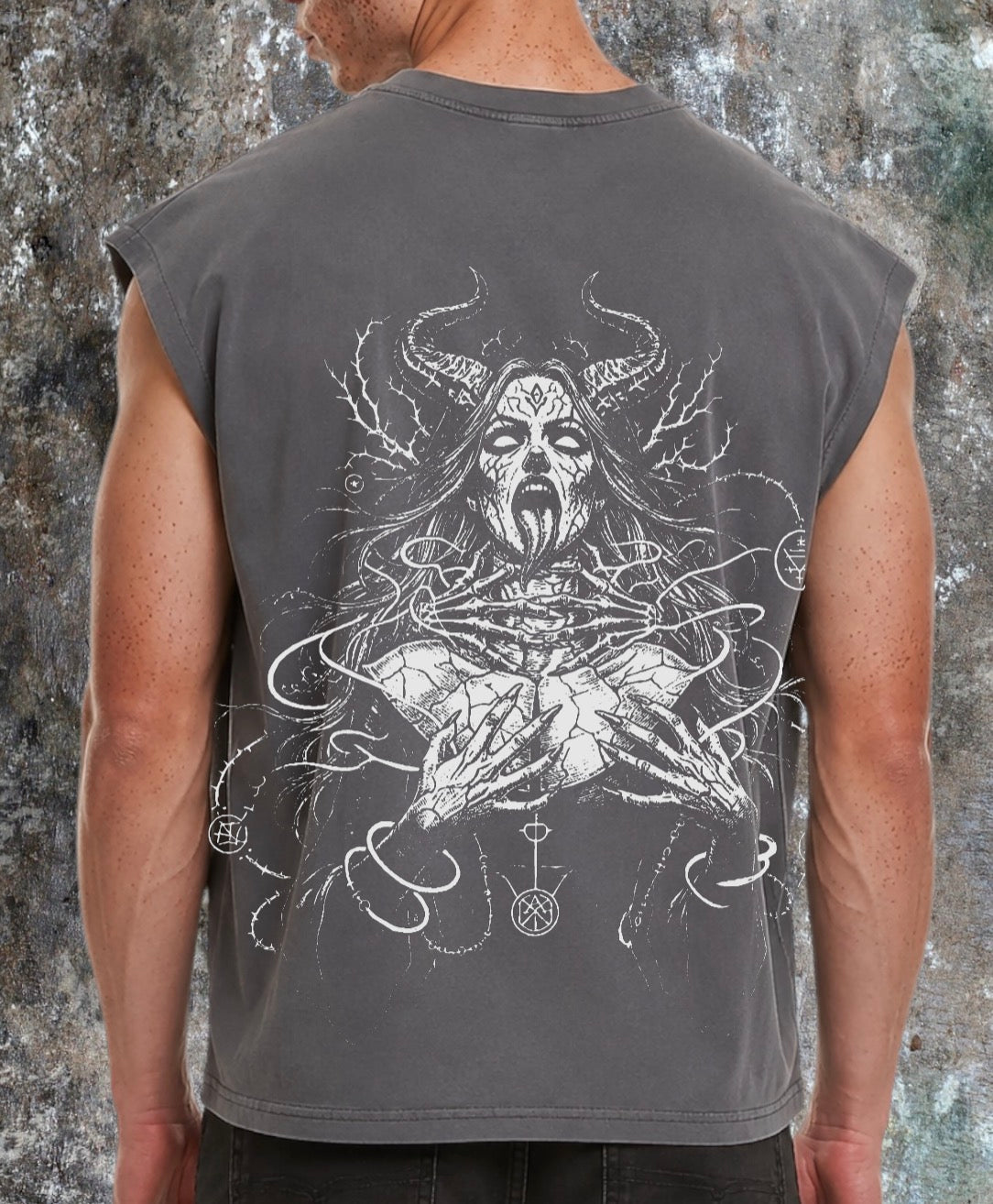 Men’s Cropped vintage Cerberus 🐾washed sleeveless vest🖤 (Copy) Claxton Creations GB