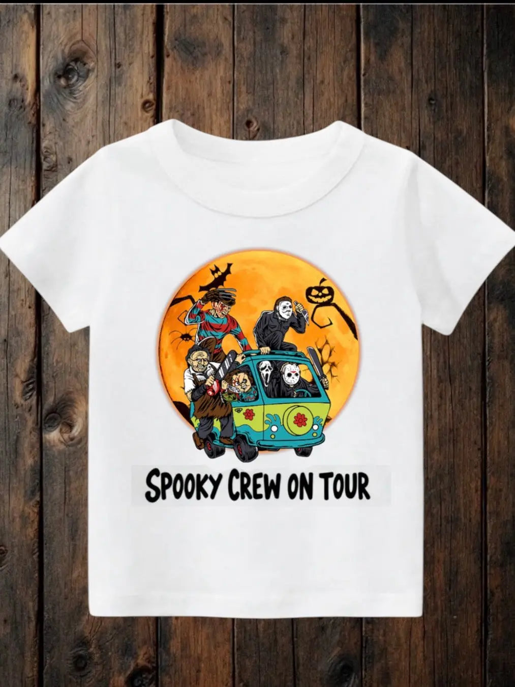 Tiny terrors- Spooky crew on tour-white Tee 🖤 Claxton Creations GB