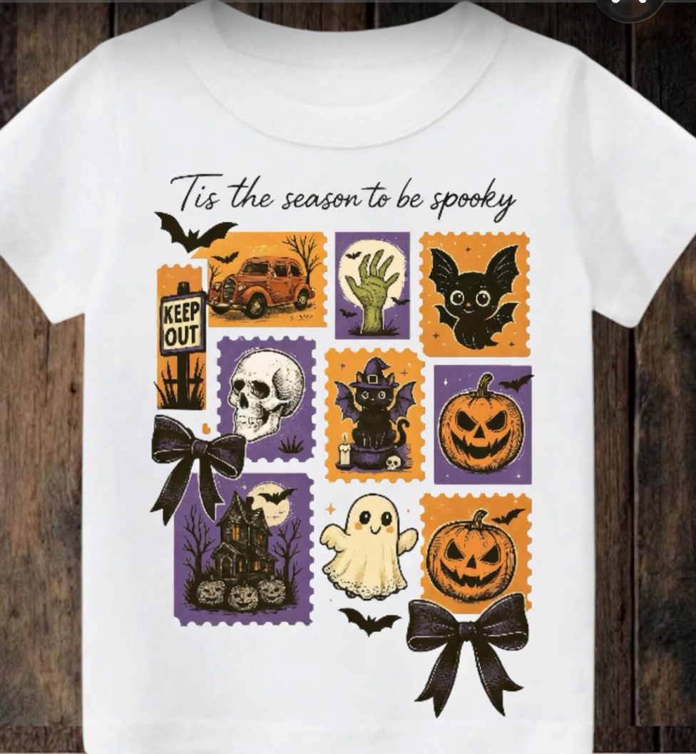 Tiny terror Tee- ‘Tis the season to be spooky’ 👻 postcards