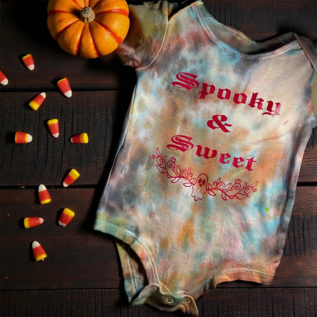 Tie-Dye baby vest 🦔🖤‘Spooky & Sweet’🖤🦔 Claxton Creations GB